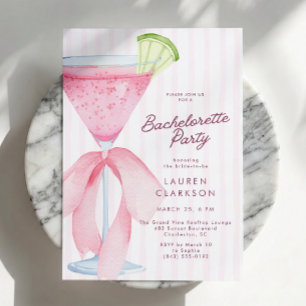 Cocktail Kvinnogrupp med Rosa Slinga Möhippa Inbjudningar