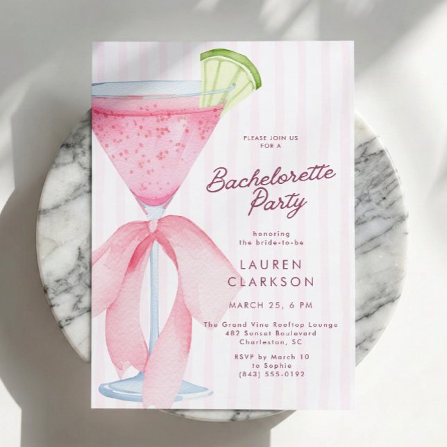 Cocktail Kvinnogrupp med Rosa Slinga Möhippa  Inbjudningar (Skapare uppladdad)