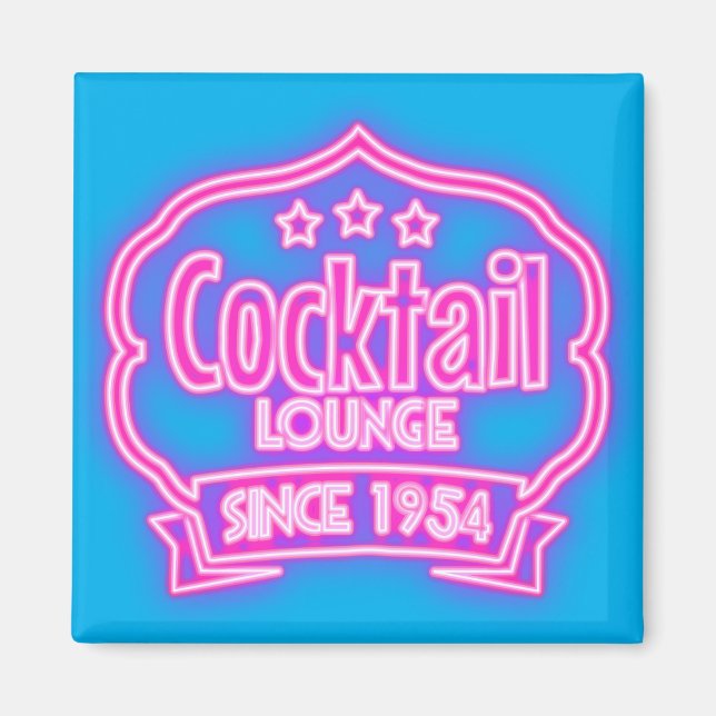 Cocktail lounge retro vintage neon-signaturvätska  magnet (Framsidan)