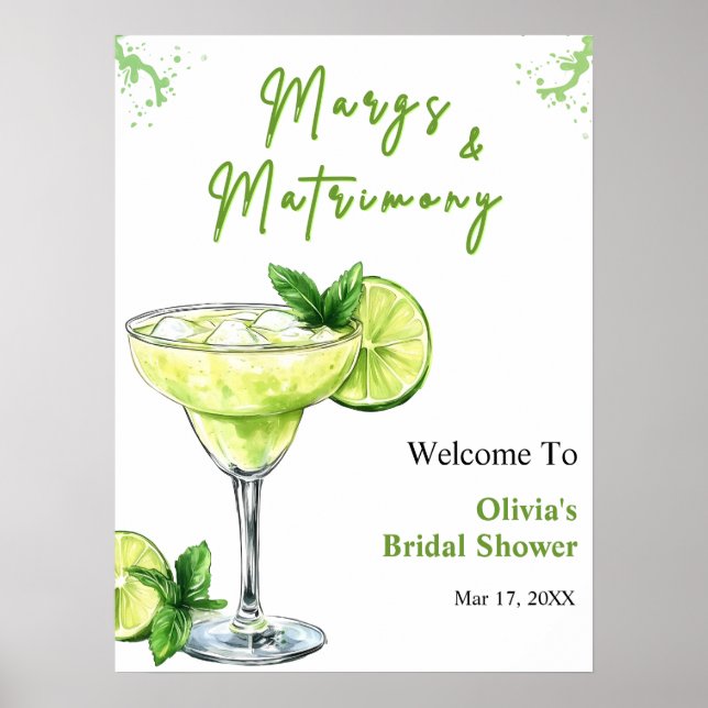 Cocktail Margs and Matrimony Bridal Shower Welcome Poster (Framsidan)