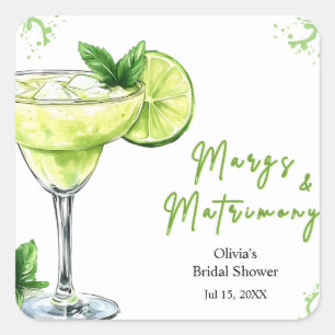 Cocktail Margs och Bröllopsdusch Bröllop Fyrkantigt Klistermärke