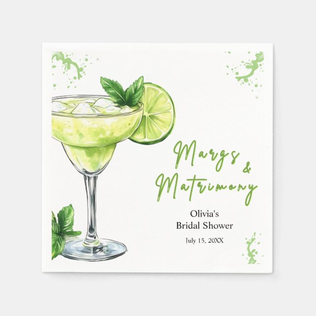 Cocktail Margs och Bröllopsdusch Bröllop Pappersservett (Framsidan)