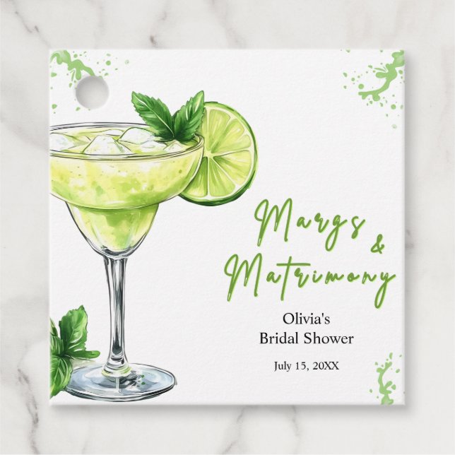 Cocktail Margs och Bröllopsdusch för bruden  Gåvor Etiketter (Framsida)