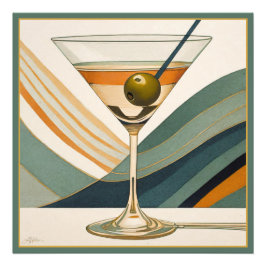 Cocktail Martini Mid Century Design Fototryck