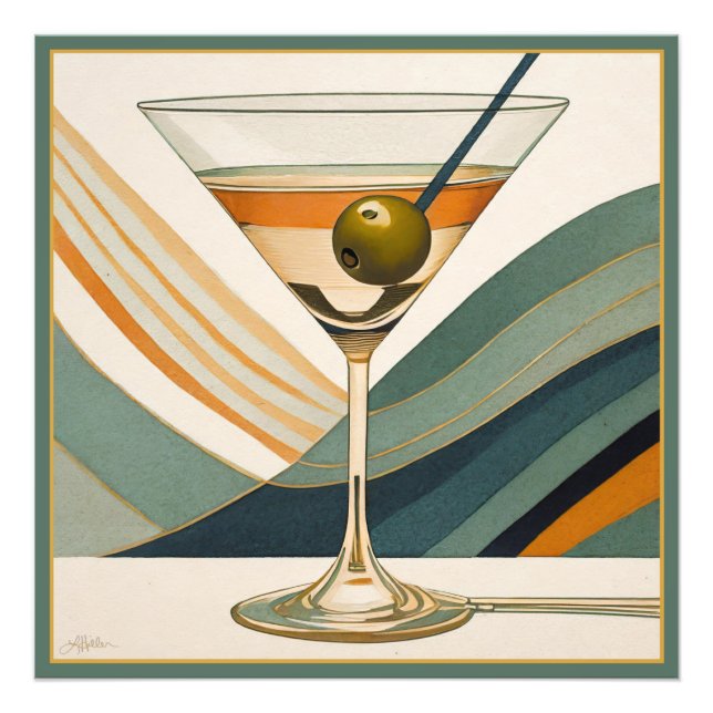 Cocktail Martini Mid Century Design Fototryck (Framsidan)