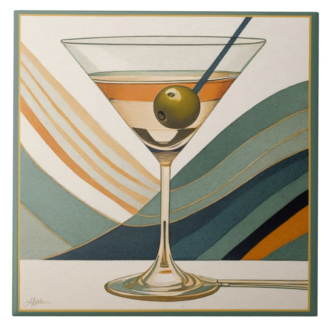 Cocktail Martini Mid Century Design Kakelplatta (Framsidan)