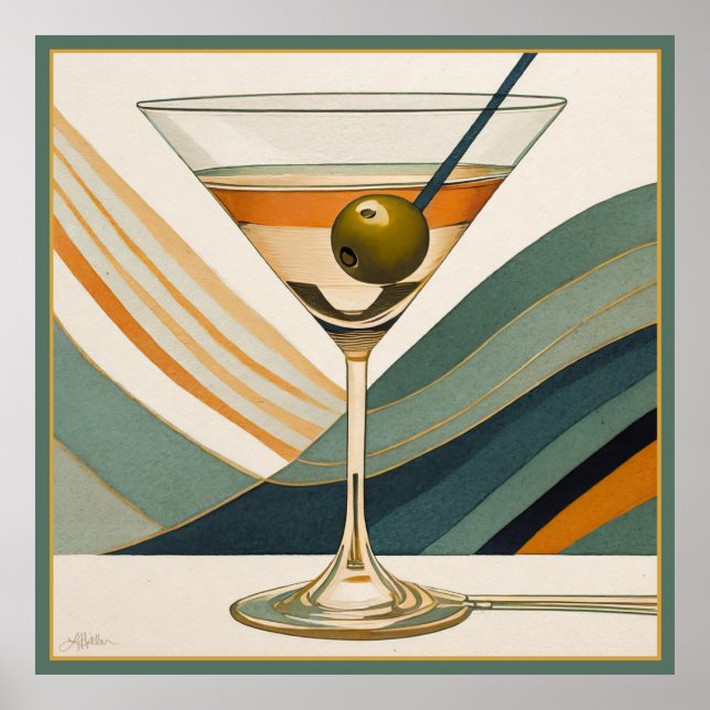 Cocktail Martini Mid Century Design Poster (Framsidan)