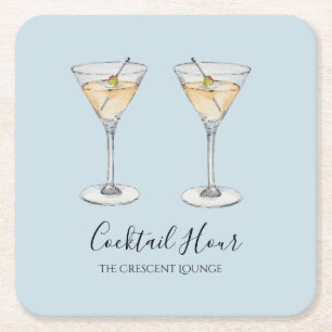Cocktail Martini Modern illustration pub Underlägg Papper Kvadrat
