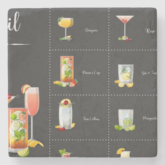 Cocktail-menyn Stenunderlägg (Framsidan)