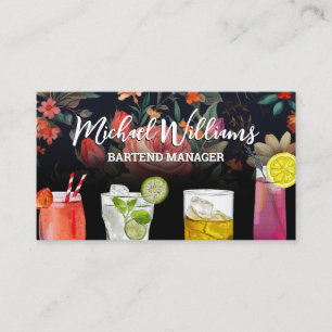 Cocktail Mix Drinks Bakgrund för Blommigt Visitkort