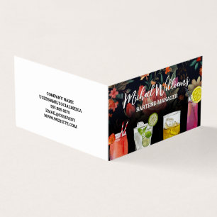 Cocktail Mix Drinks Bakgrund för Blommigt Visitkort