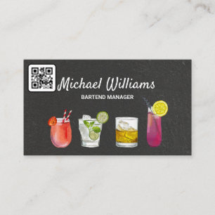 Cocktail Mix Drinks Blandologi QR-kod Visitkort