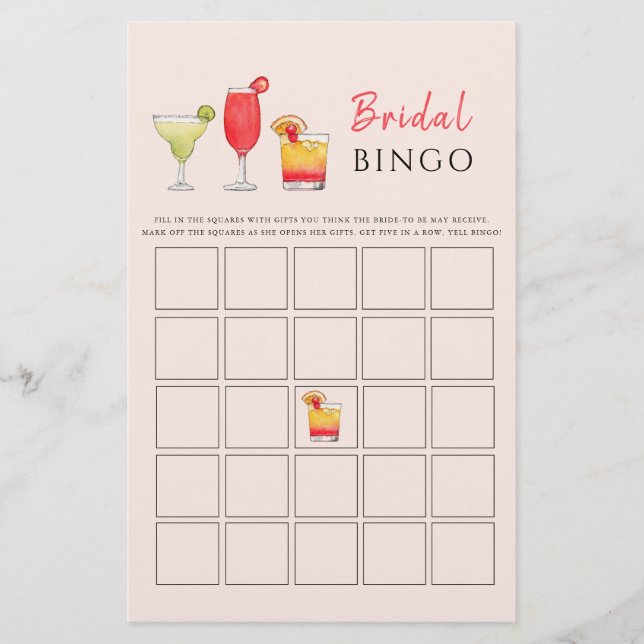 Cocktail-Möhippa BINGO-spel (Framsida)