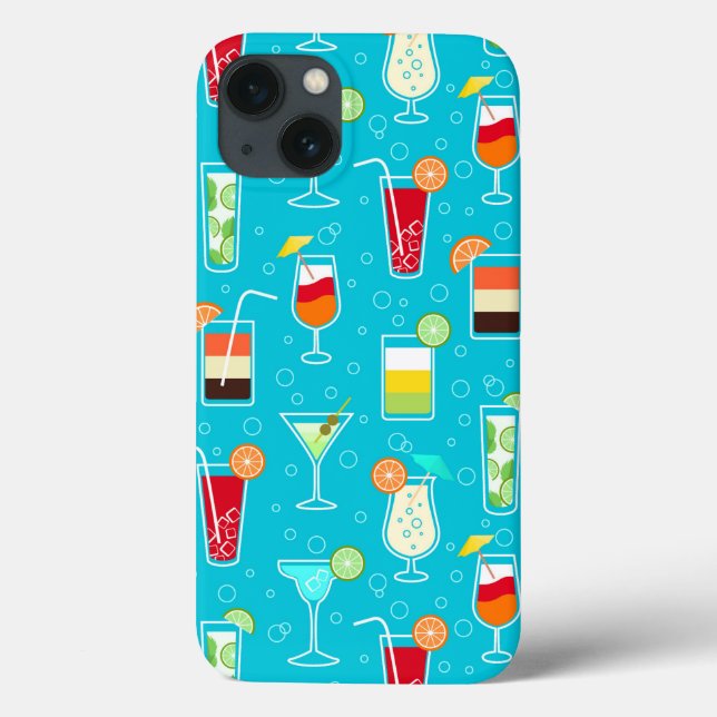 Cocktail Mönster på Teal Background (Baksida)