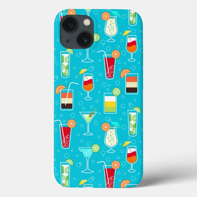 Cocktail Mönster på Teal Background (Baksida)