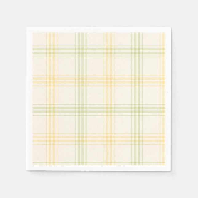 Cocktail Napkin | Lime & Lemon Plaid | Gin & Tonic Pappersservett (Framsidan)