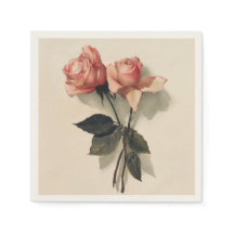 Cocktail Napkin Papper med Vintage Rosa ros