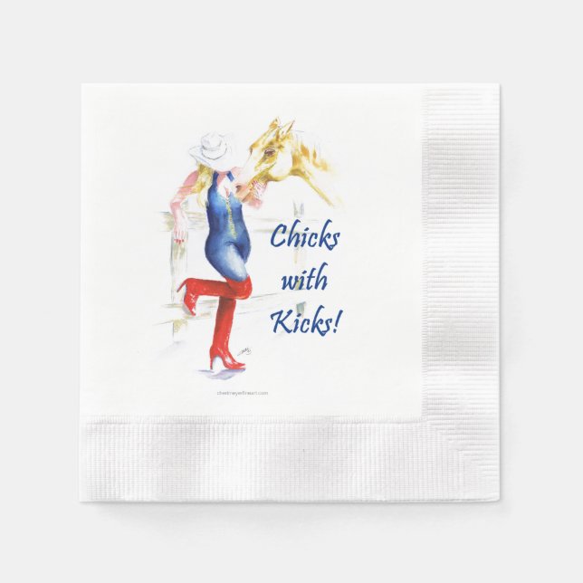 Cocktail Napkin-Sassy Cowgirl - Chicks with Kicks Pappersservett (Framsidan)
