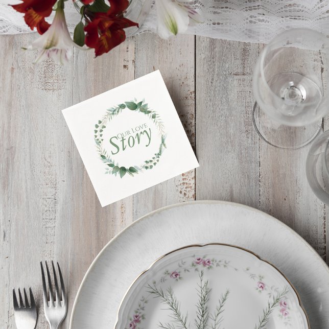 Cocktail Napkin with Botanical Wreath Design Pappersservett (Skapare uppladdad)