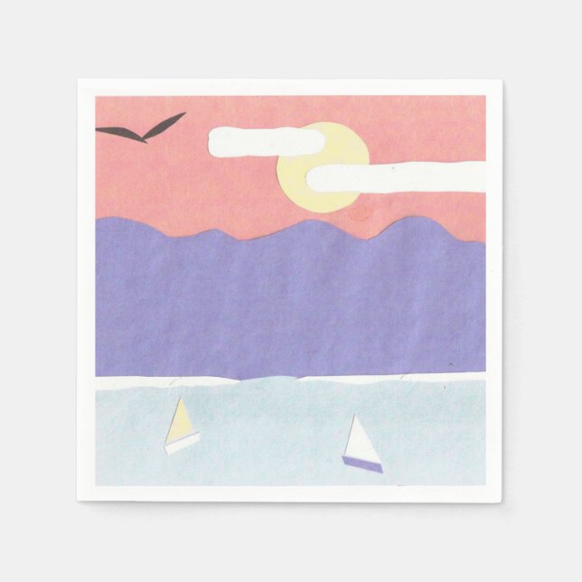 Cocktail Napkins med en solnedgångssandscen Pappersservett (Framsidan)
