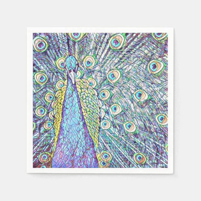Cocktail Napkins med Söt Peacock Design Pappersservett (Framsidan)