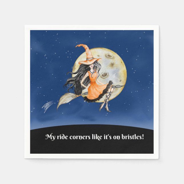 Cocktail Napkins, Witch Sweet Ride Pappersservett (Framsidan)