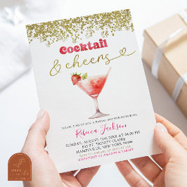 Cocktail och Cheers Rosa Guld Bröllopsfest Inbjudningar