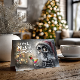 Cocktail och jul-skelett helgkort