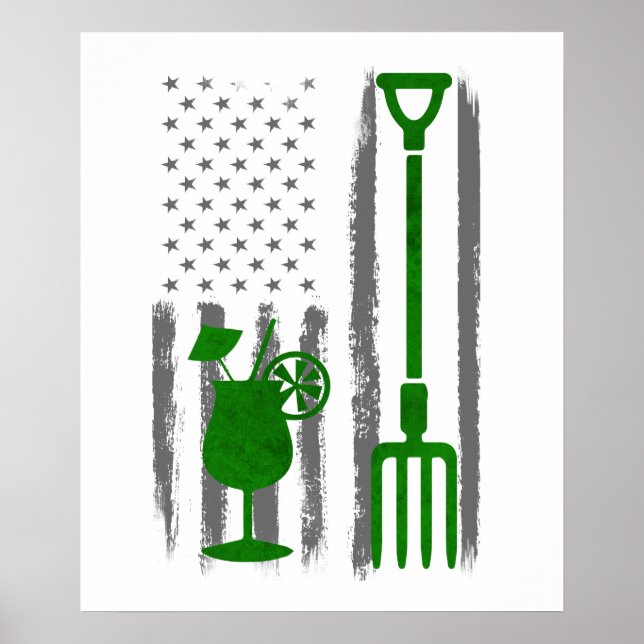 Cocktail och trädgårdsskötsel  - Vintage USA Ameri Poster (Framsidan)