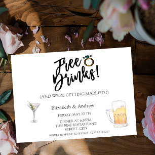 Cocktail,Öl,Gratis drycker Bröllop Inbjudningar