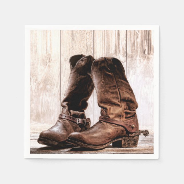 Cocktail Pappersservett Boots Land Rustic Western (Framsidan)
