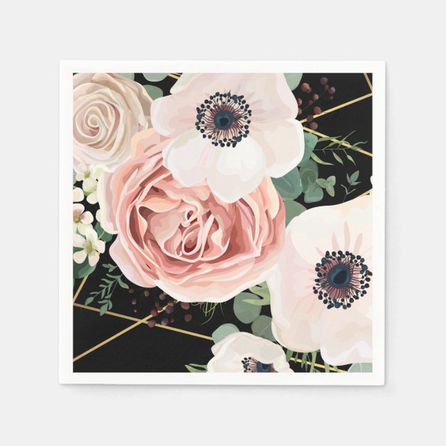 Cocktail Pappersservett Geometric Garden Ro Black (Framsidan)