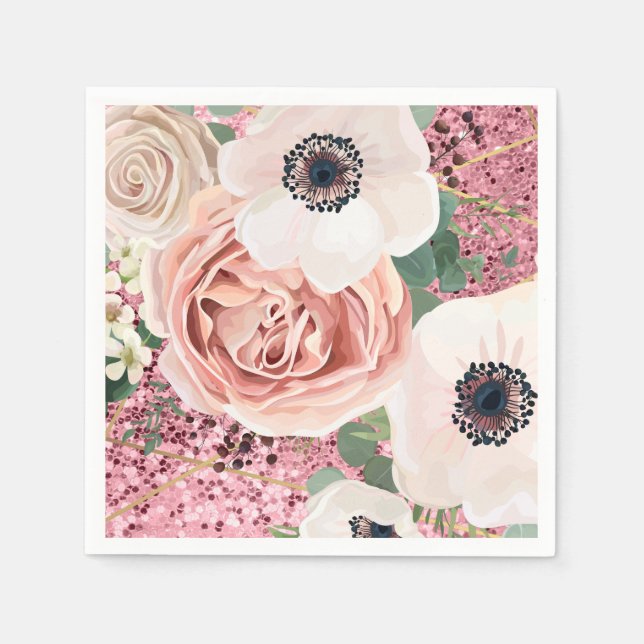 Cocktail Pappersservett Geometric Garden Ro Glitte (Framsidan)