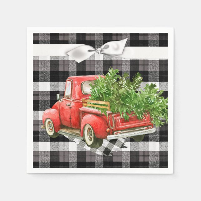 Cocktail Pappersservett JULAFTON Lastbil jul Buffa (Framsidan)