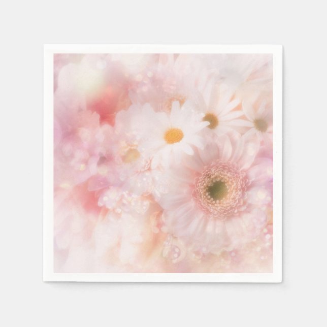 Cocktail Pappersservetter - Rosa Blommor (Framsidan)