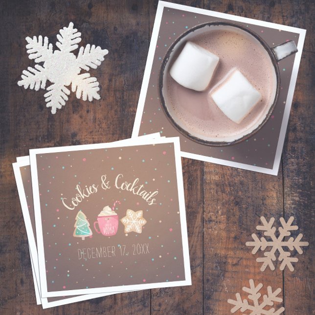 Cocktail Party + Cookie Exchange-jultema Pappersservett (Cocktail Party + Cookie Exchange Christmas Theme Napkins
)