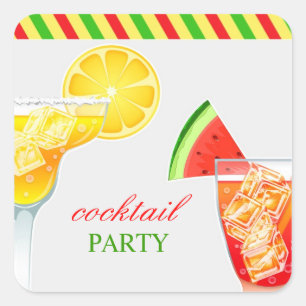 Cocktail Party Drinking Sticker Fyrkantigt Klistermärke