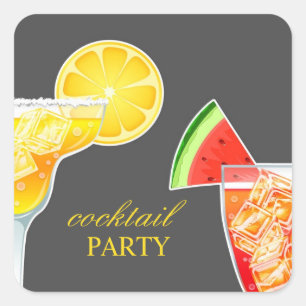 Cocktail Party Drinking Sticker Fyrkantigt Klistermärke