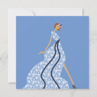 Cocktail Party Fashion Illustration Card Inbjudningar