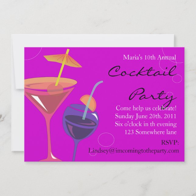 Cocktail Party Grattis på födelsedagen inbjudnings Inbjudningar (Framsida)