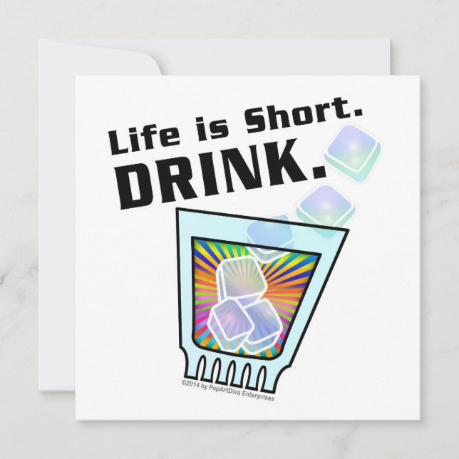 COCKTAIL PARTY INVITATIONS, Life är Kort. DRINK. Inbjudningar (Framsida)