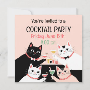 Cocktail party katter retro sophistihad inbjudningar