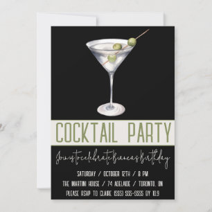 Cocktail Party, Martini, Drinks, Födelsedagsfest Inbjudningar
