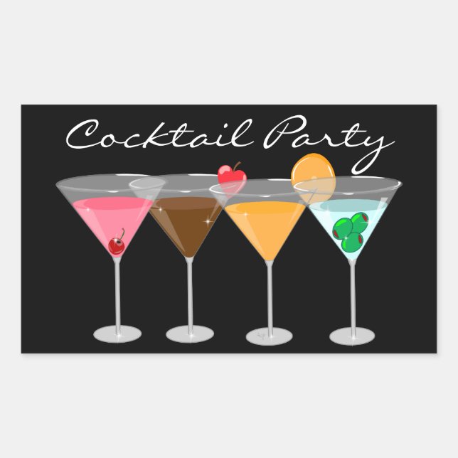 Cocktail Party Martini Stickers Rektangulärt Klistermärke (Framsida)