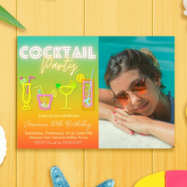 Cocktail Party med Photo Inbjudningar (Cocktail Party with Photo Invitation)
