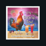 Cocktail Party Tropical Tupp Funny Birthday Pappersservett<br><div class="desc">Fira din sommarfödelsedag eller andra tillfälle med denna unika, humoristiska cocktail party-design. Den här roliga designen är perfekt för alla tropiska vuxarna party, oavsett om det är en dag vid bassäng, stranden - eller till och med kycklingkoop. När allt kommer omkring är det COCKtail-tiden! En tupp-kråka bredvid ett par färgstarka...</div>