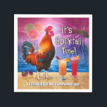 Cocktail Party Tropical Tupp Funny Birthday Pappersservett<br><div class="desc">Fira din sommarfödelsedag eller andra tillfälle med denna unika, humoristiska cocktail party-design. Den här roliga designen är perfekt för alla tropiska vuxarna party, oavsett om det är en dag vid bassäng, stranden - eller till och med kycklingkoop. När allt kommer omkring är det COCKtail-tiden! En tupp-kråka bredvid ett par färgstarka...</div>