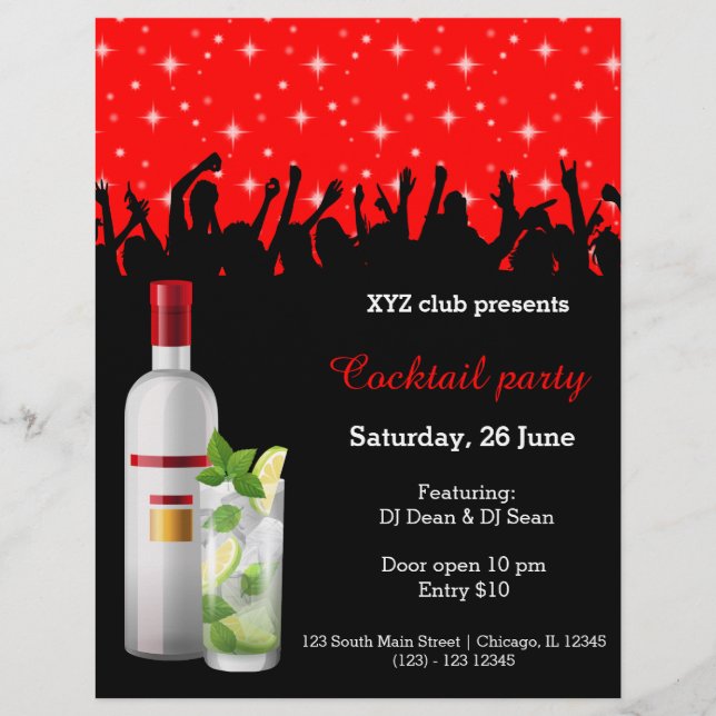 Cocktail party * välj bakgrund färg reklamblad (Framsidan)