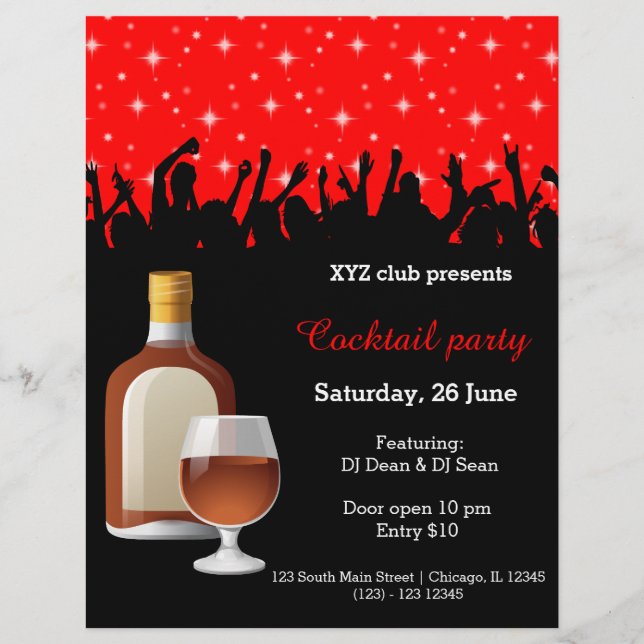 Cocktail party * välj bakgrund färg reklamblad (Framsidan)