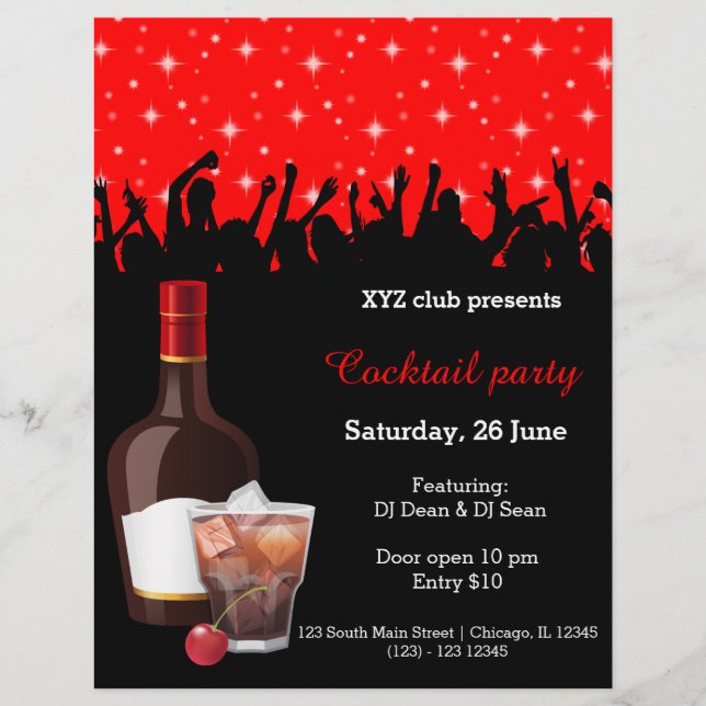 Cocktail party * välj bakgrund färg reklamblad (Framsidan)